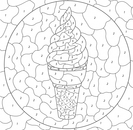 Soft serve ice cream in a cone coloring page