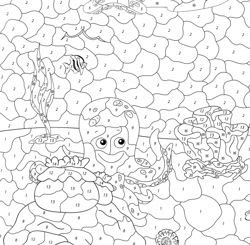 Octopus found treasure coloring page