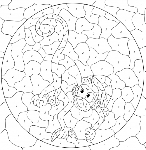 Monkey in a New Year's hat coloring page