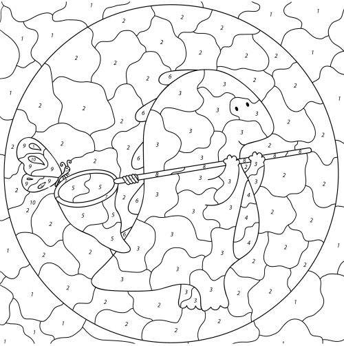 Dinosaur holding a net coloring page