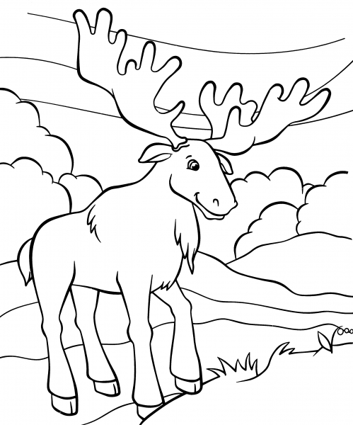 Elk with spreading antlers coloring page