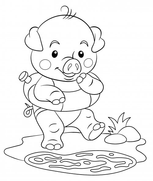 Pig in a swimming ring coloring page