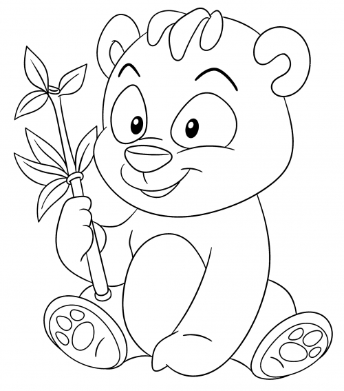 Panda looks at bamboo coloring page