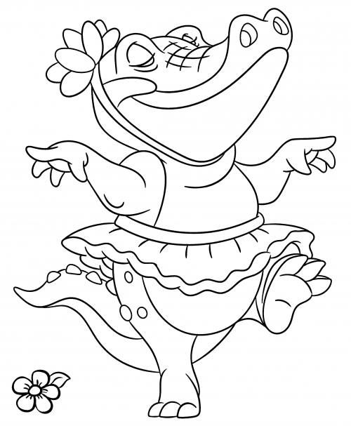 Dancing crocodile coloring page