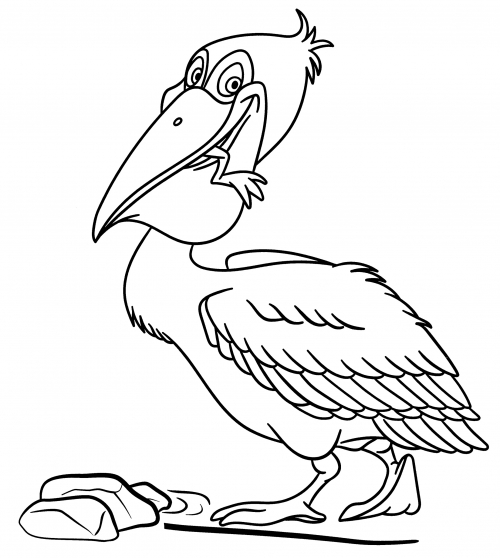 Pelican eats a frog coloring page