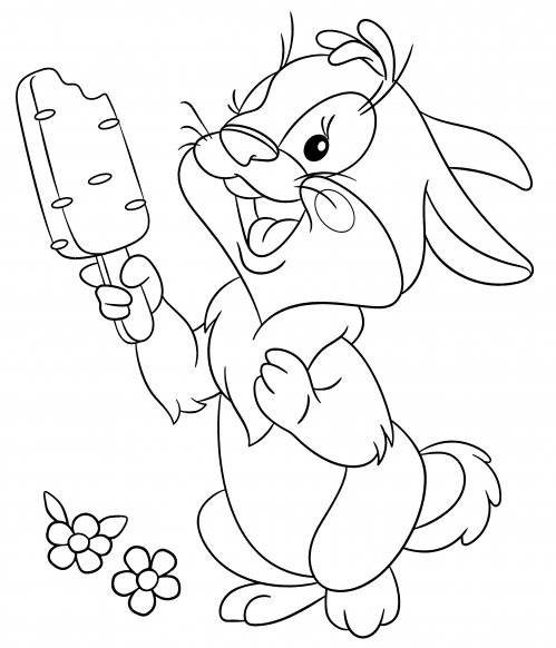 Rabbit eats carrot ice cream coloring page