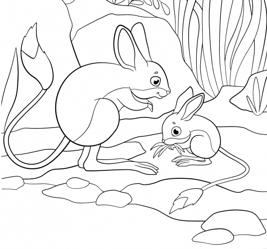 Cute jerboas coloring page