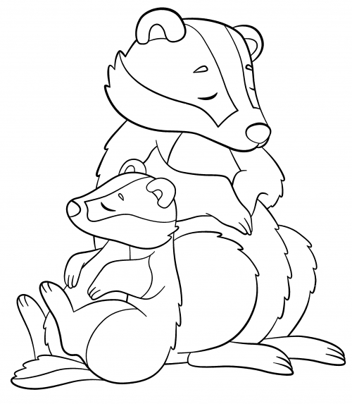 Sleeping badgers coloring page