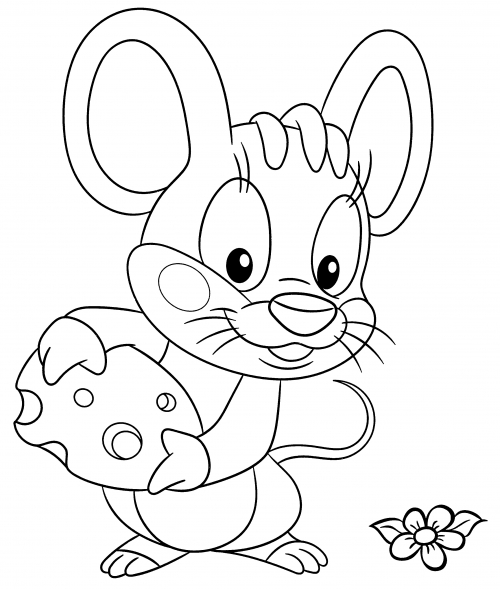 Mouse with big ears coloring page