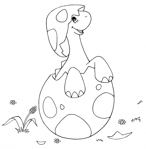 The dinosaur hatched from the egg coloring page