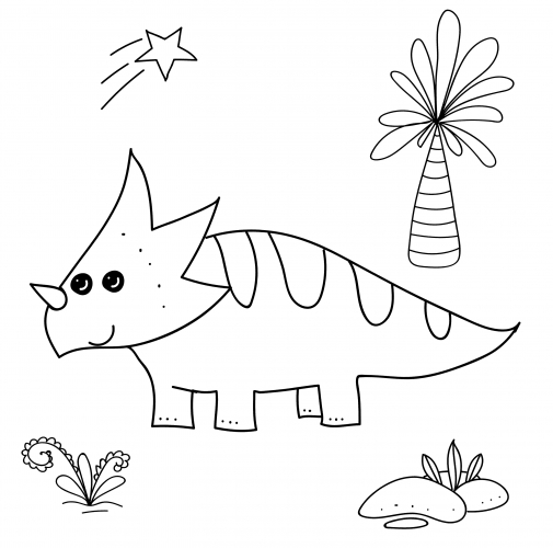 Dinosaur makes a wish coloring page