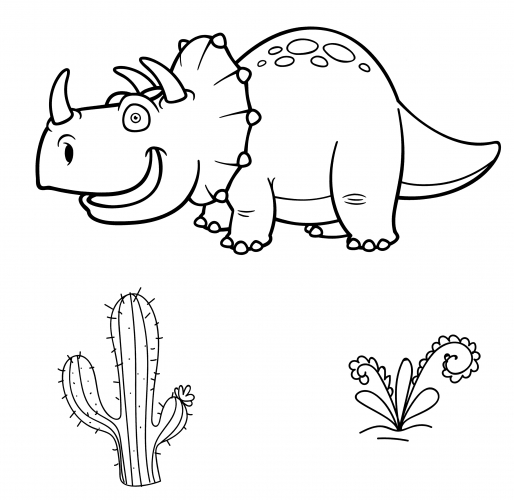 Funny Triceratops coloring page