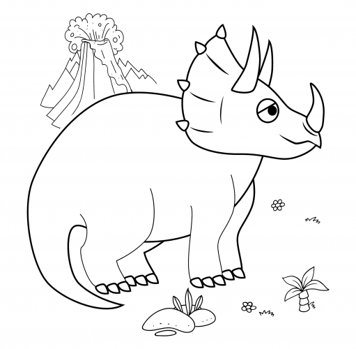 Pensive Triceratops coloring page