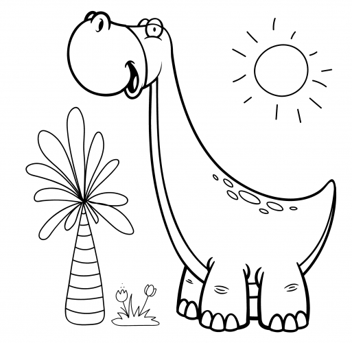 Diplodocus basking in the sun coloring page