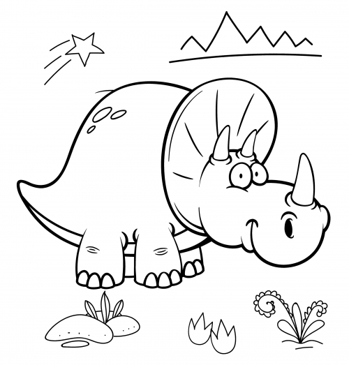 Friendly Triceratops coloring page