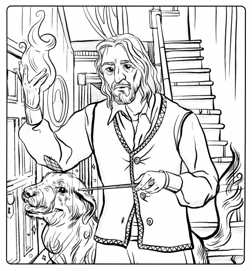 Sirius Black and his patronus coloring page