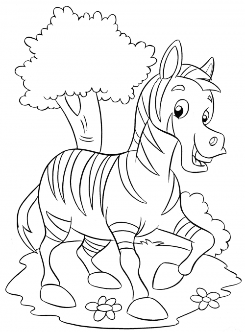 Happy zebra coloring page