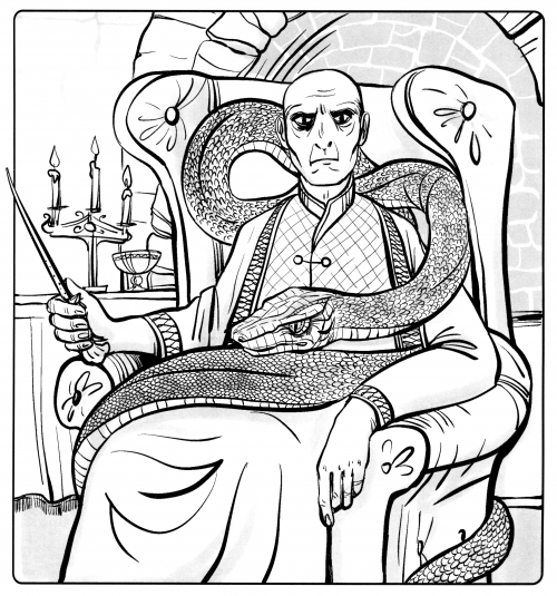 Voldemort and Nagini coloring page