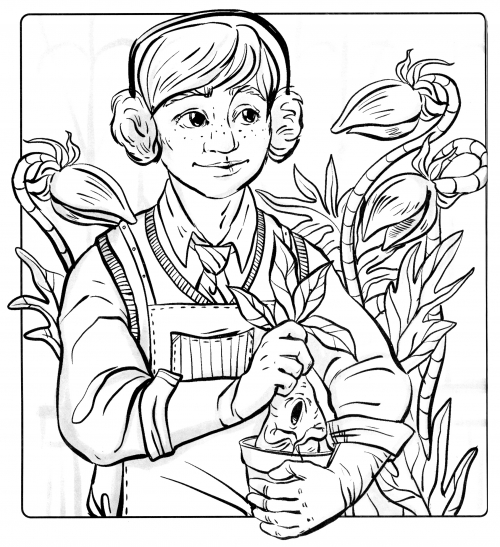 Ron pulls out the Mandragora coloring page