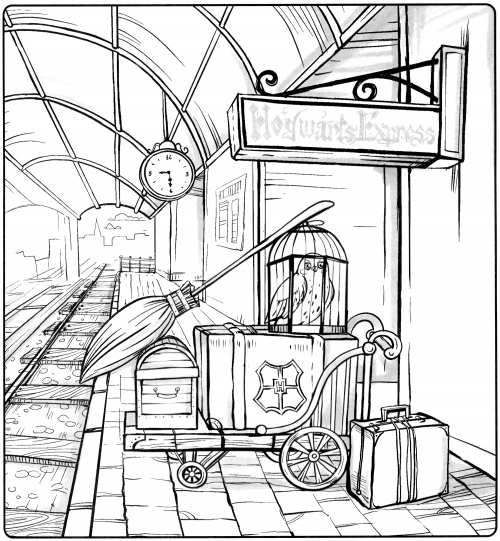 9 3/4 platform coloring page