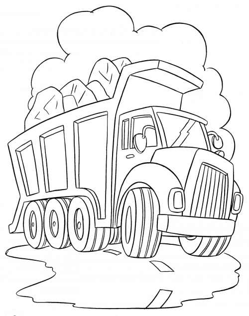 Loaded dump truck coloring page