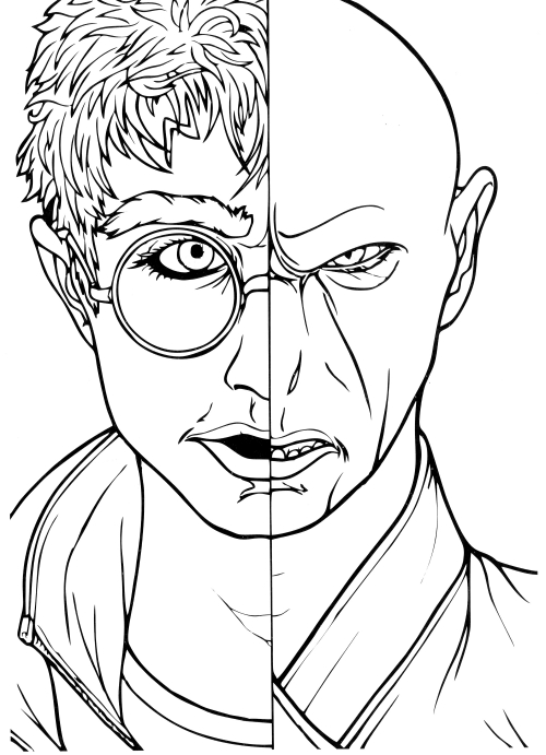 Harry Potter vs Voldemort coloring page