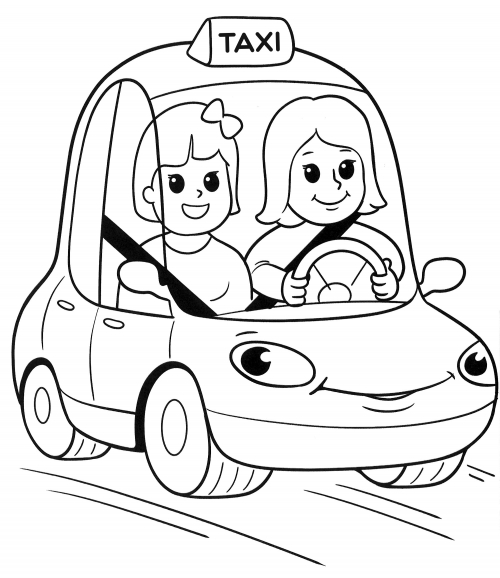 Taxi car coloring page