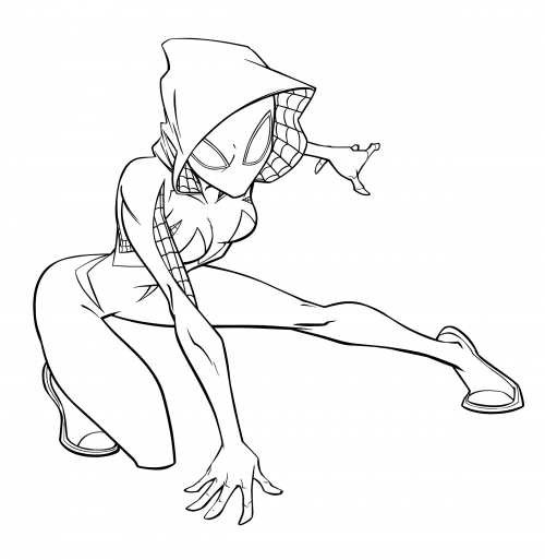 Ghost-Spider crouched down coloring page