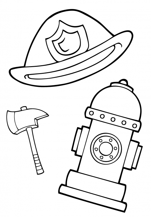 Various attributes of a firefighter coloring page