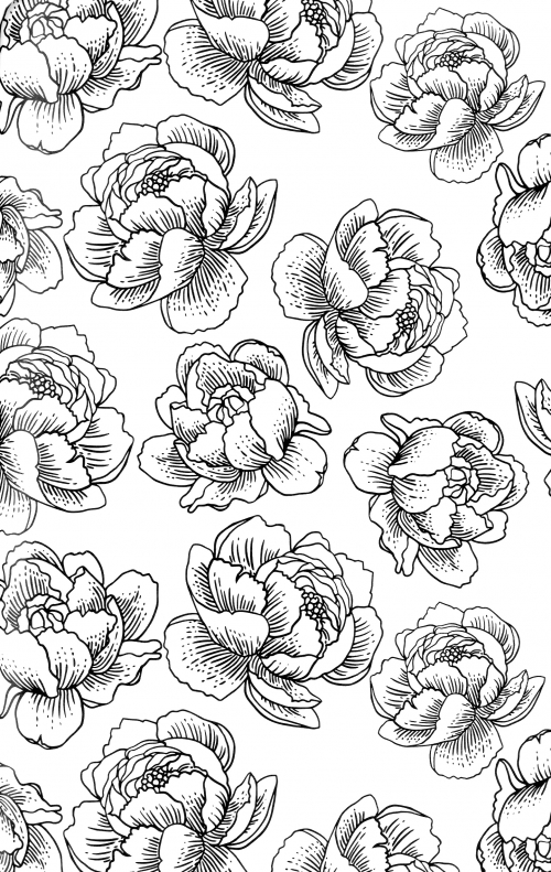 Peony pattern coloring page