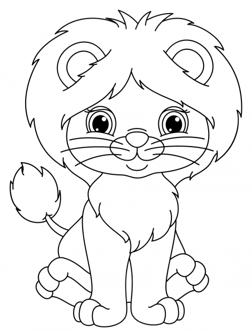 Brave little lion cub coloring page