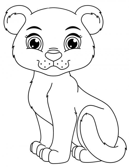 Kind young lioness coloring page