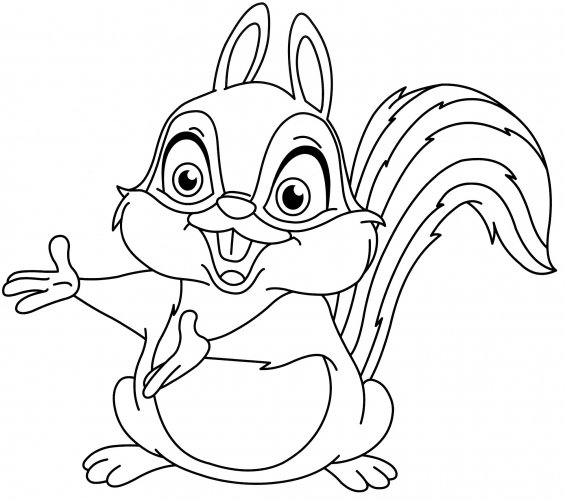 Cheerful chipmunk coloring page
