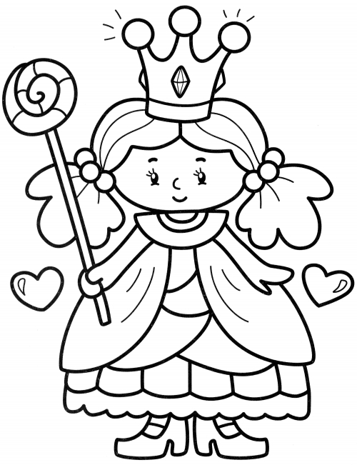 Princess with a lollipop coloring page
