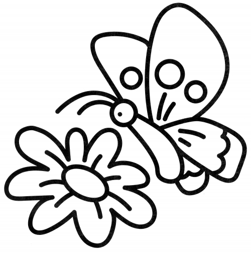 Butterfly over a beautiful flower coloring page