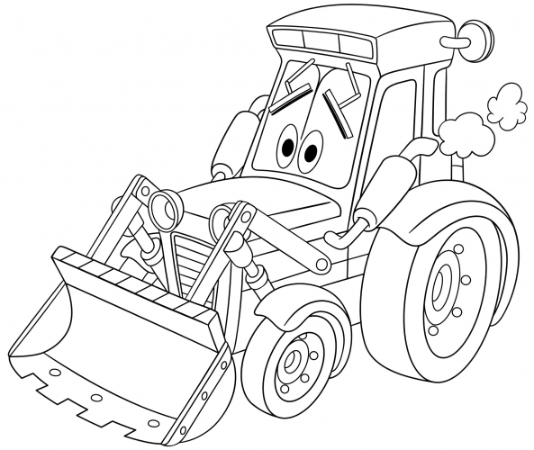 Funny tractor coloring page