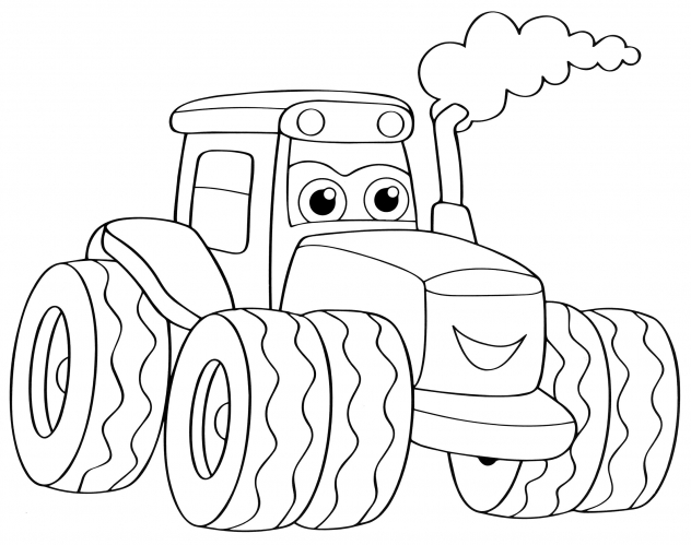 Tractor with big wheels coloring page