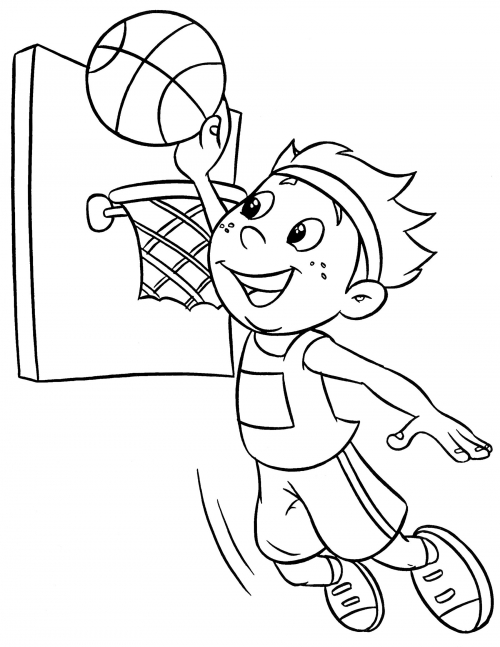 Basketball player in a jump coloring page