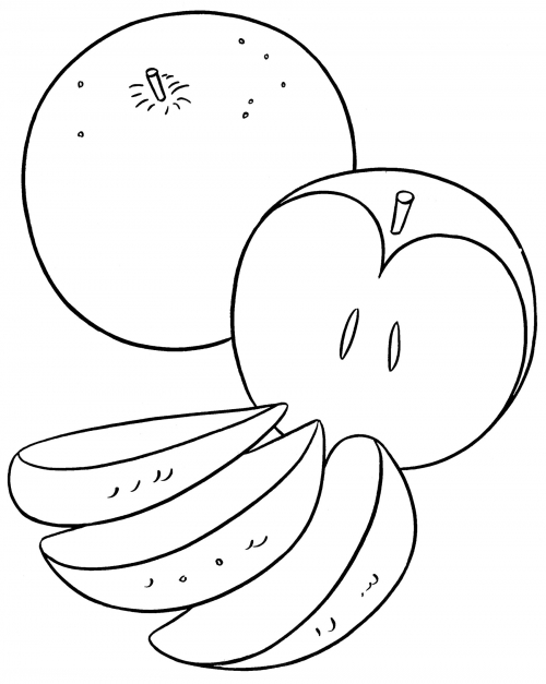Sliced apple coloring page