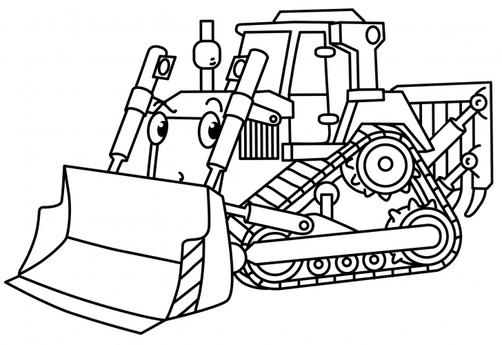 Сute bulldozer coloring page