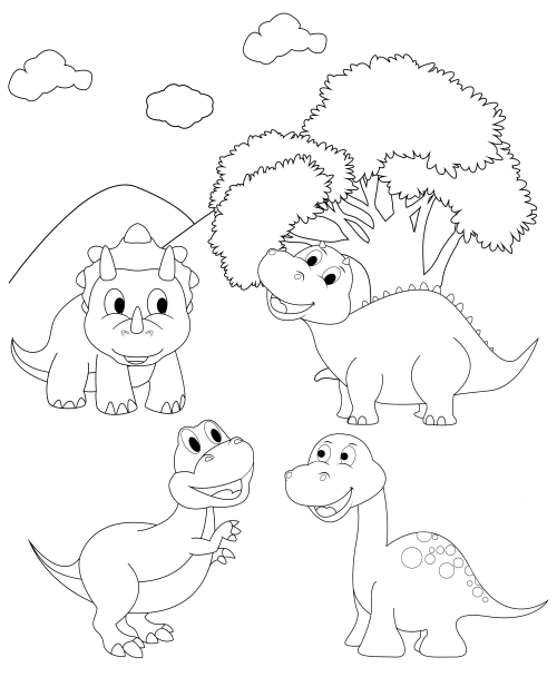 Cute dinosaurs coloring page
