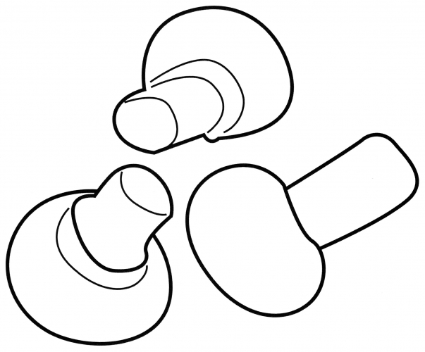 Three champignons coloring page