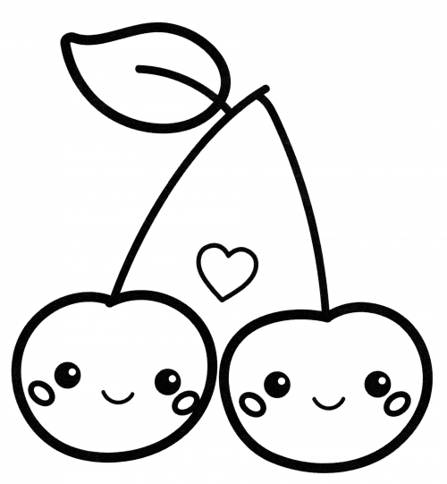 Two beautiful cherries coloring page