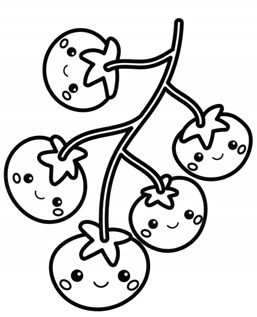 Tomatoes on a branch coloring page