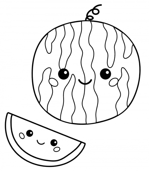 Small watermelon coloring page