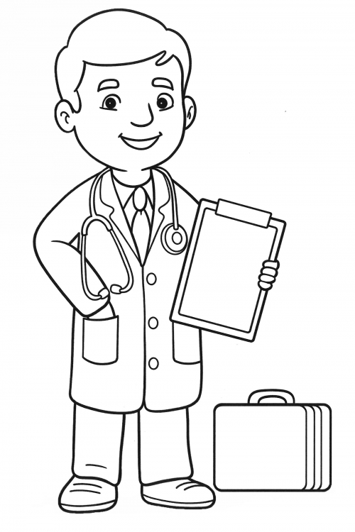 Doctor with a suitcase coloring page