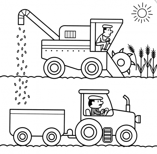 Farmers harvesting crops coloring page