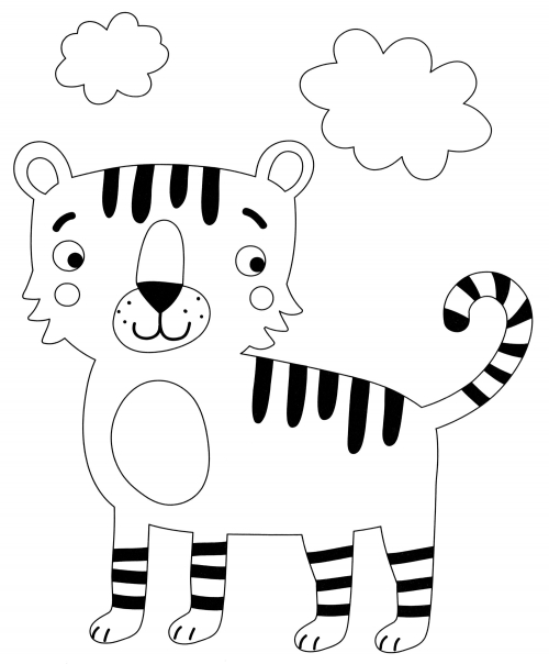 Funny little tiger cub coloring page