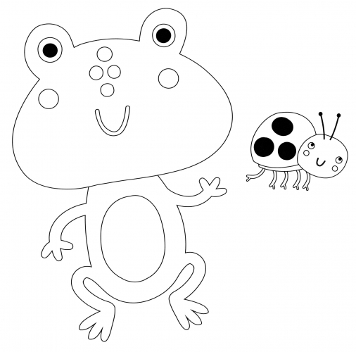 Frog and ladybird coloring page