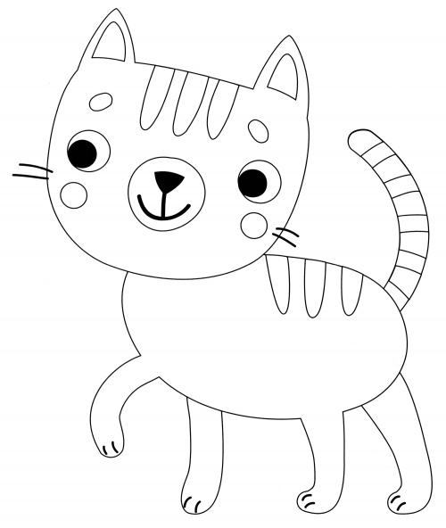 Happy kitty coloring page